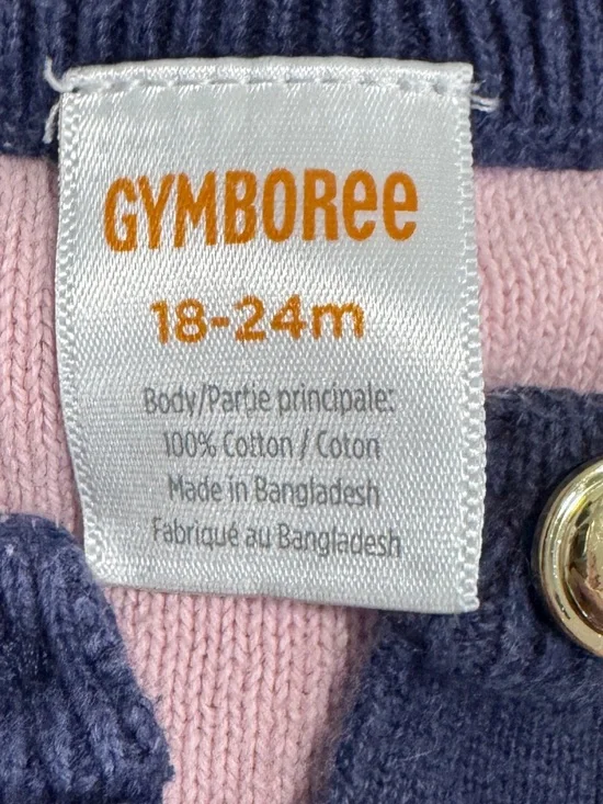 Gymboree Toddler Girl Bow Sweater 18-24 Months Navy Pink Button Cardigan - Picture 4 of 5
